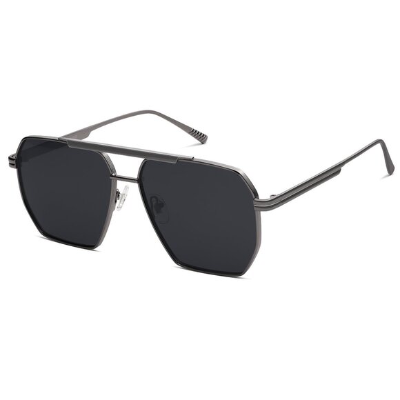 Retro Oversized Square Polarized Sunglasses Vintage Metal Frame Y2K Chic main image 6